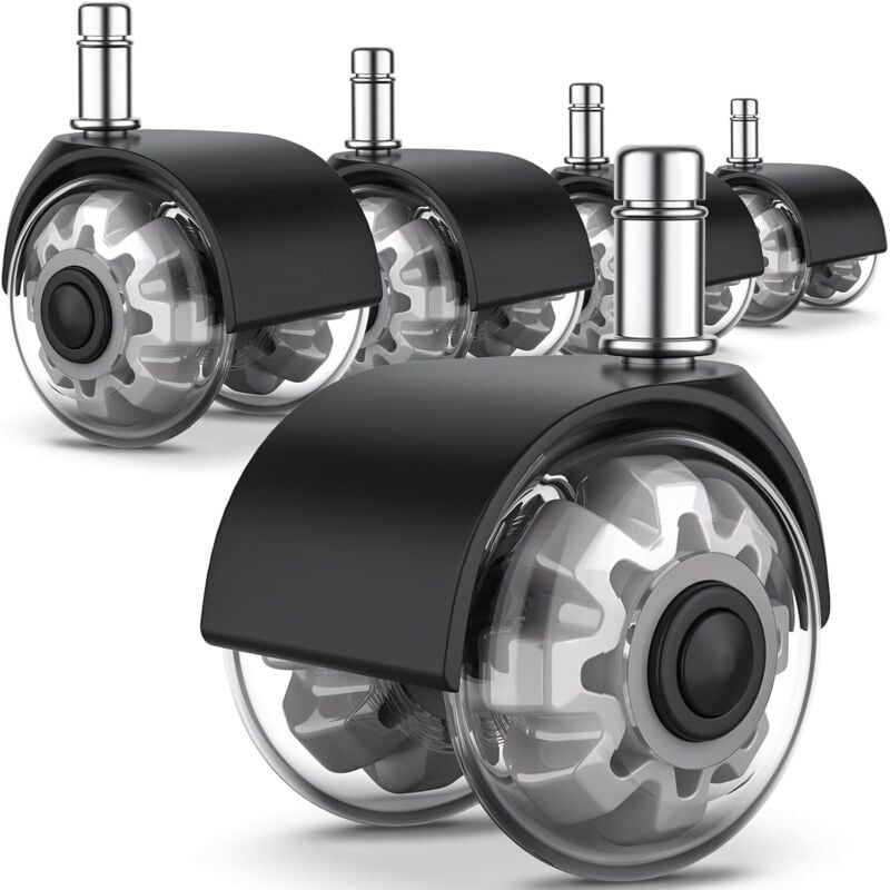 Bürostuhl-Lenkrollen, 11 x 22 mm, 5 Stück Bürostuhl-Lenkrollen, sanftes und leises Rollen, 360°-Drehrollen, perfekt für Teppiche, Hartböden,