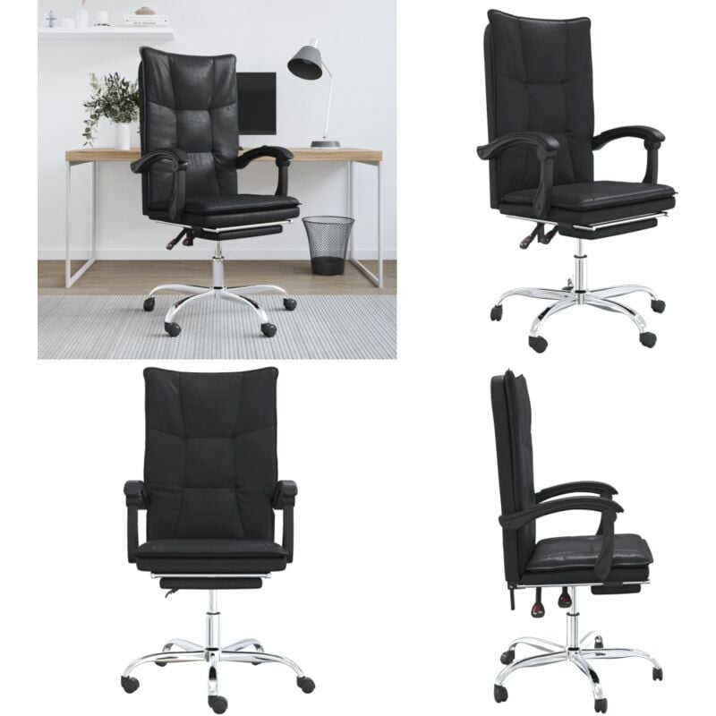 Bürostuhl mit Liegefunktion Schwarz Kunstleder - Bürostuhl - Schreibtischstuhl - Ergonomischer Stuhl - Arbeitsplatzstuhl - Gamingstuhl - Home & Living