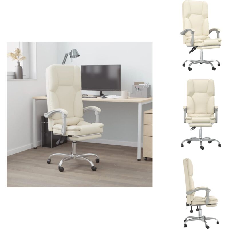 Bürostuhl mit Massagefunktion Creme Kunstleder - Masseurstuhl - Schreibtischstuhl - Ergonomischer Stuhl - Bürostuhl - Gamingstuhl