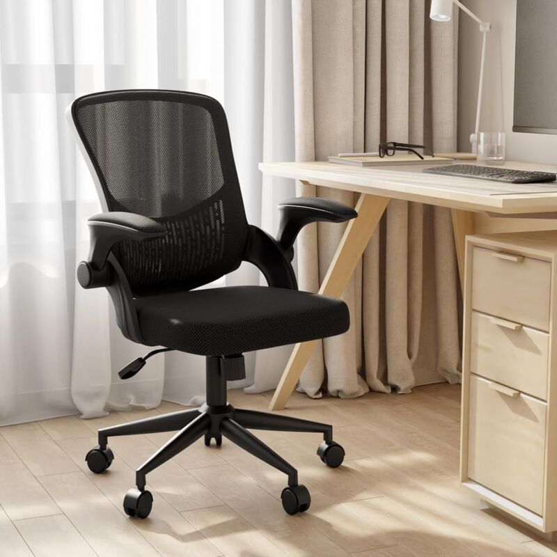 Naspaluro - Bürostuhl Schreibtischstuhl Bürostuhl Ergonomisch mit Hochklappbaren Armlehnen - Höhenverstellbarer Chefsessel Drehstuhl - Nero