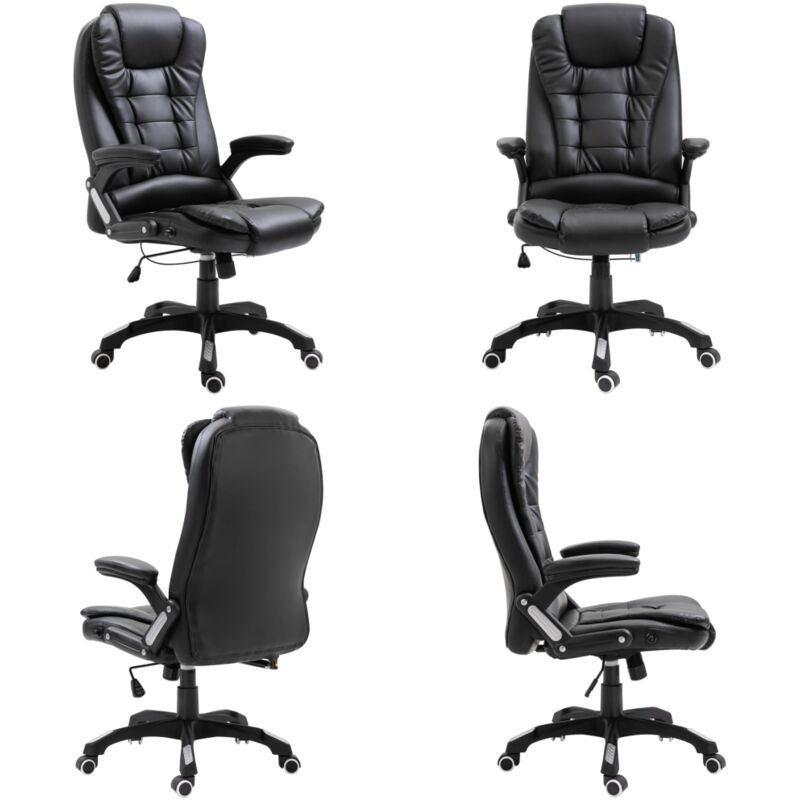 Bürostuhl Schwarz Kunstleder - Bürostuhl - Arbeitsplatzstuhl - Ergonomischer Stuhl - Drehstuhl - Lederlook - Home & Living