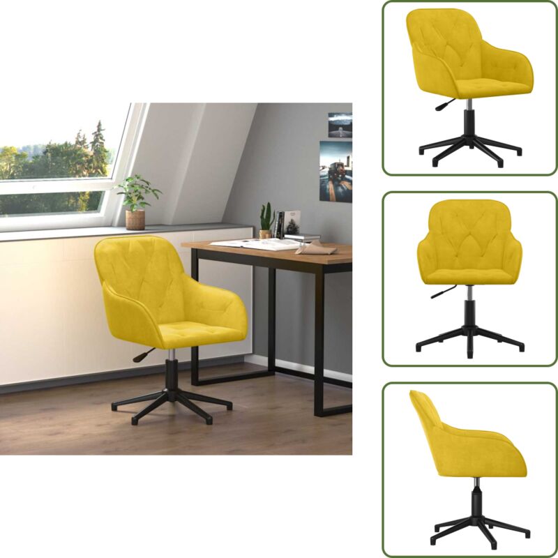 Bürostuhl Drehbar Gelb Samt - Bürostuhl - Drehstuhl - Gelber Stuhl - Samtstuhl - Ergonomischer Stuhl