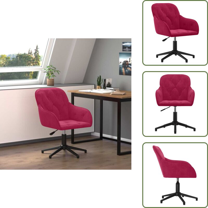 Vidaxl - Bürostuhl Drehbar Weinrot Samt - Samtsofa - Drehstuhl - Bürostuhl - Ergonomischer Stuhl - Arbeitsplatzstuhl