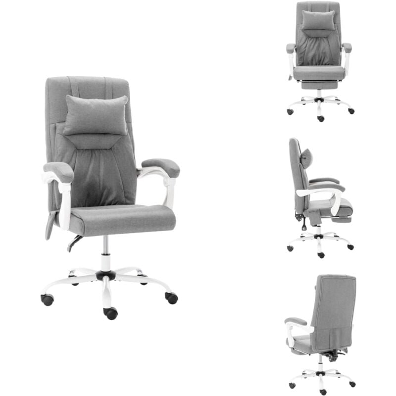 Massage-Bürostuhl Grau Stoff - Massage Stuhl - Bürostuhl - Ergonomischer Stuhl - Höhenverstellbar - Sitzkomfort