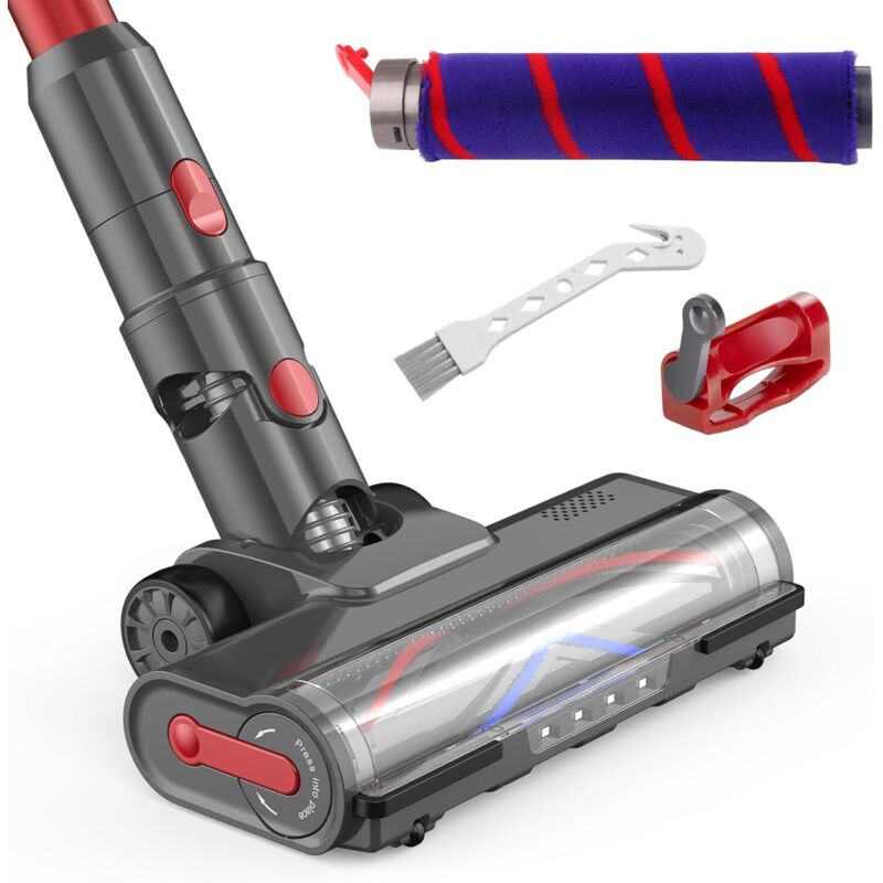 Bürste für Dyson V7 V8 V10 V11 V15 sv10 sv12 sv14 sv15, Dyson Besenkopf mit Turbobürste und weicher Samtbürste, 4 LED und Abzugssperre, Dyson Zubehör