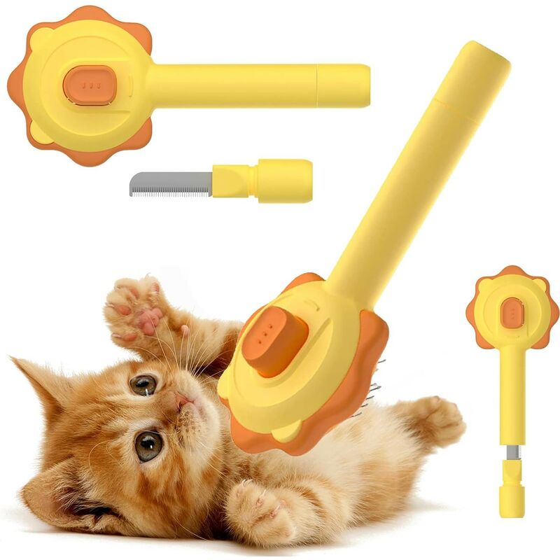Bürste für Hunde und Katzen, 2-in-1-Knopf, geeignet für Hunde und Katzen mit kurzen und langen Haaren