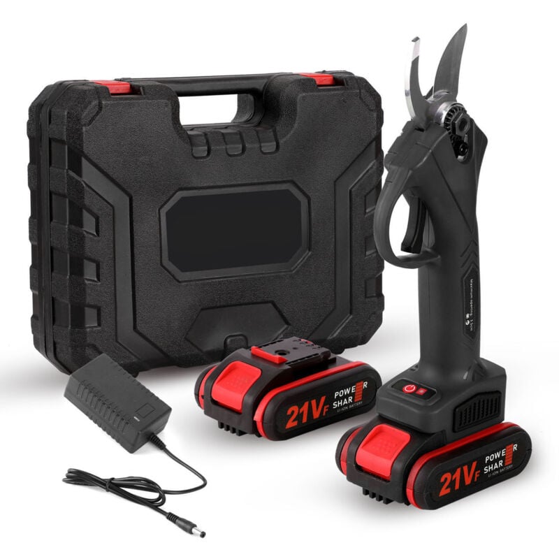 Bürstenlose, kabellose elektrische Gartenschere, 30 mm, professionelle elektrische Gartenschere mit 2 x 2,0 Ah Akkus, scharfe SK5-Klinge, elektrische