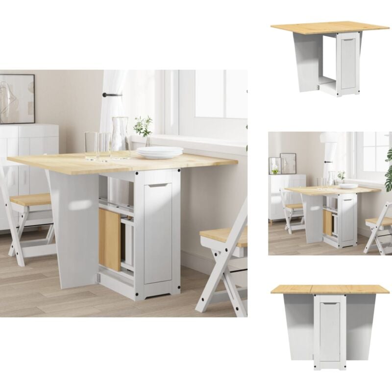 Butterfly-Esstisch Klappbar Corona Weiß Massivholz Kiefer - Esstisch - Esstische - Küchentisch - Esszimmertisch