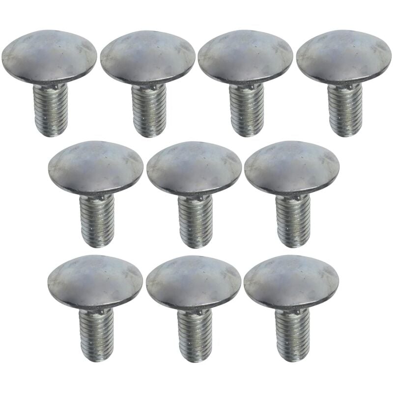 Jusch - C49000 – Packung mit 10 Vierkant-Rundkopf-Schlitten-/Pflugschrauben – M8 x 20 mm – verzinkter Stahl – din 603