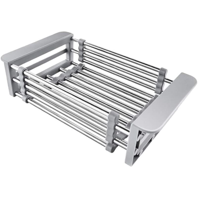 ZVD - Cabilock Stainless Steel Dish Drainer Telescopic Drain Basket Kitchen Colander Strainer Washing Bowl Fruit and Vegetable Basket for Kitchen Sink