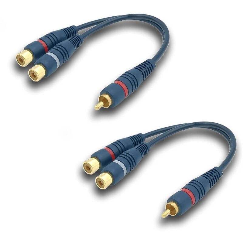 RCA-Audio-Splitterkabel-Adapter Y-Kabel, 15 cm RCA-auf-Klinkenstecker-Kabel, 1 Stecker auf 2 Buchsen RCA-Kabel für Subwoofer, Phono, AV, Audio,