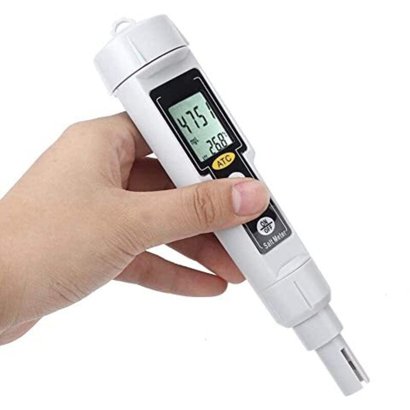 Cafopgrill Salinometer mit LED-LCD-Doppelanzeige, CT3081 Tragbares digitales Salinometer-Temperatur- und Feuchtigkeitsmessgerät für