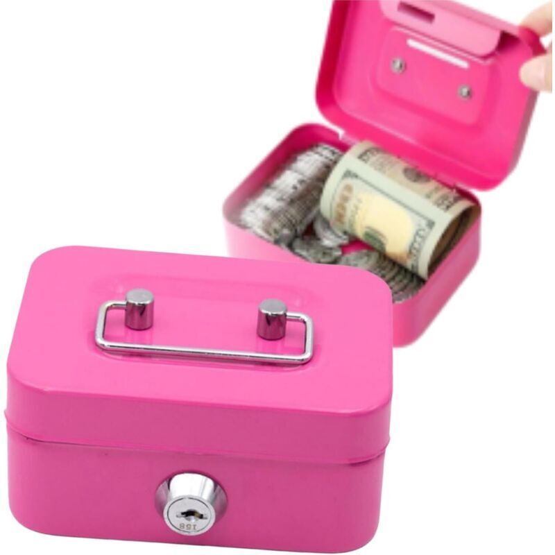 Abschließbare Geldkassette, Mini-Geldkassette, Schlüsselgeldkassette, Münz- und Geldscheinkassette, Spardose zur Aufbewahrung und zum Transport von