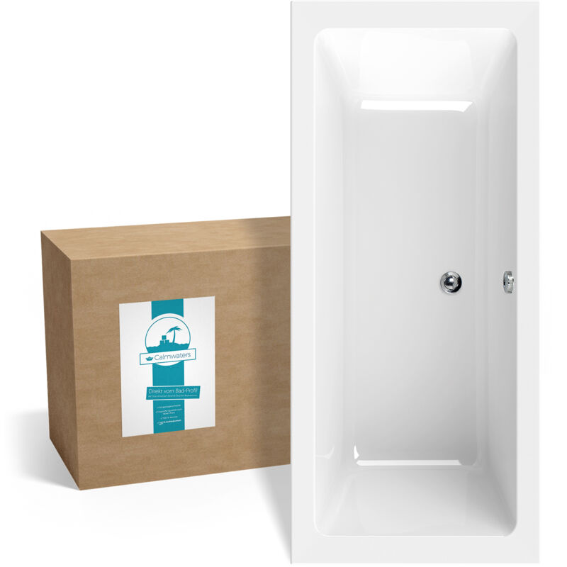 Calmwaters® Rechteck-Badewanne 180x80 cm, Acrylwanne Modern Select, Duo-Badewanne für zwei Personen, ergonomische Körperformbadewanne, Maße 180 x 80