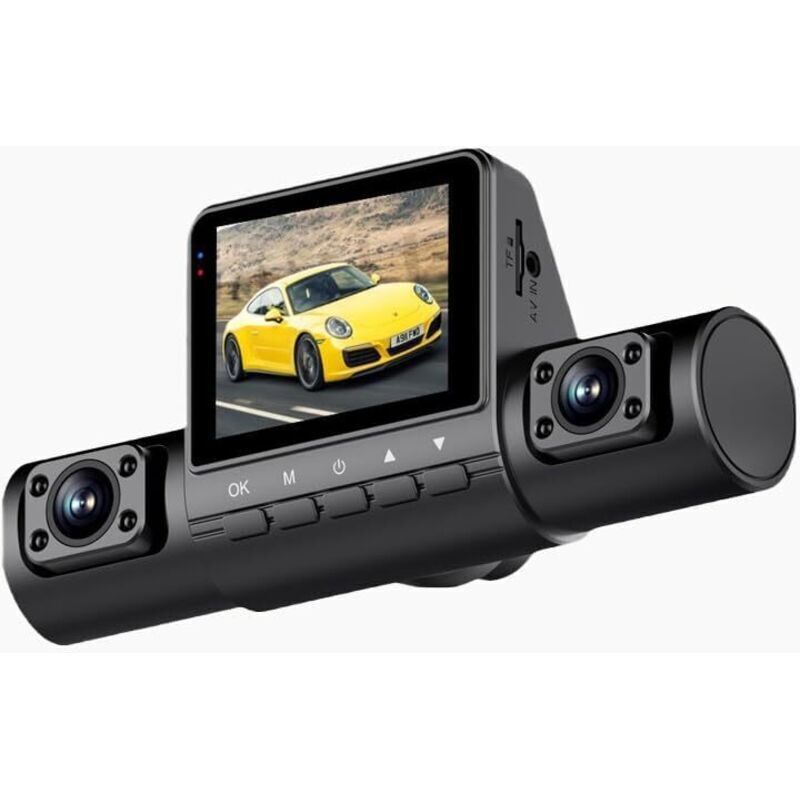 1080p 4-Kanal Dashcam mit Nachtsicht, 360°-Rundumsicht, 2'-IPS-Bildschirm, Loop-Aufnahme, Beschleunigungsmesser und 24/7-Parkmodus (schwarz)