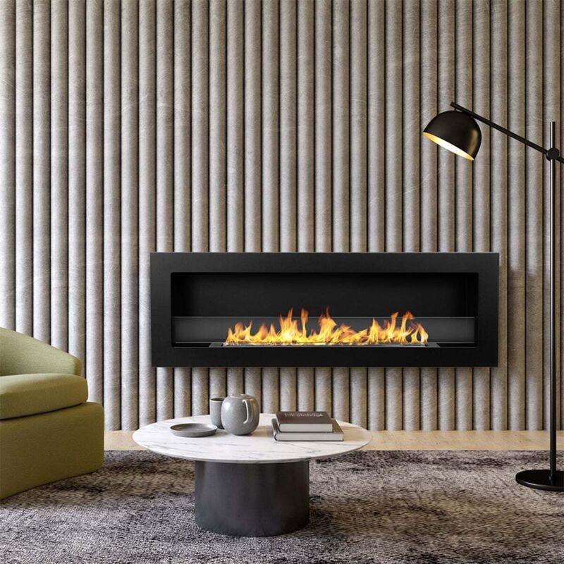 Eingebauter Bioethanol-Wandkamin 120x40 livorno 120 Schwarz