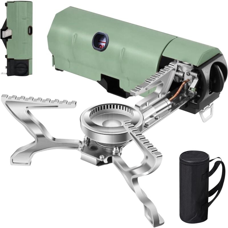 Camping Gaskocher,Portable Gas Camping Stove,Faltbarer Campingkocher mit Tragetasche,2,6 kW Windschutz Gaskocher, kompakter campingkocher gas für