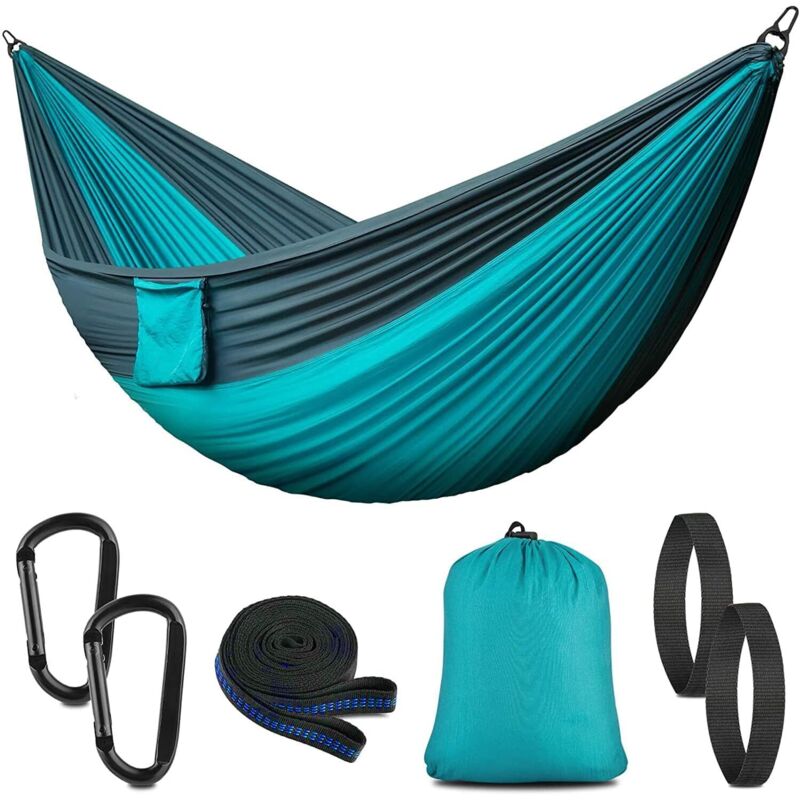 Camping-Hängematte mit Moskitonetz, 300 kg Tragkraft, Outdoor-Hängematte für 2 Personen, atmungsaktives Fallschirm-Nylon, schnelltrocknend,