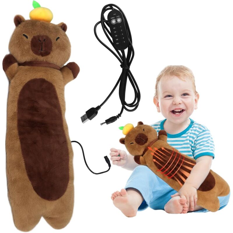 Capybara-Heizdecke mit automatischer Abschaltung, elektrisches Heizkissen, USB-Heizkissen für Nacken, Rücken, Schultern, Bauch, langes