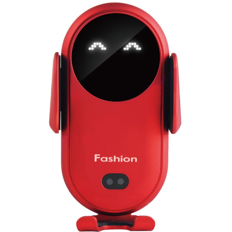 Kabelloses 10-W-Autoladegerät mit automatischer Klemme für schnurlose Telefone, Induktionsladegerät mit Klemme, kompatibel mit allen Fahrzeugen, Rot