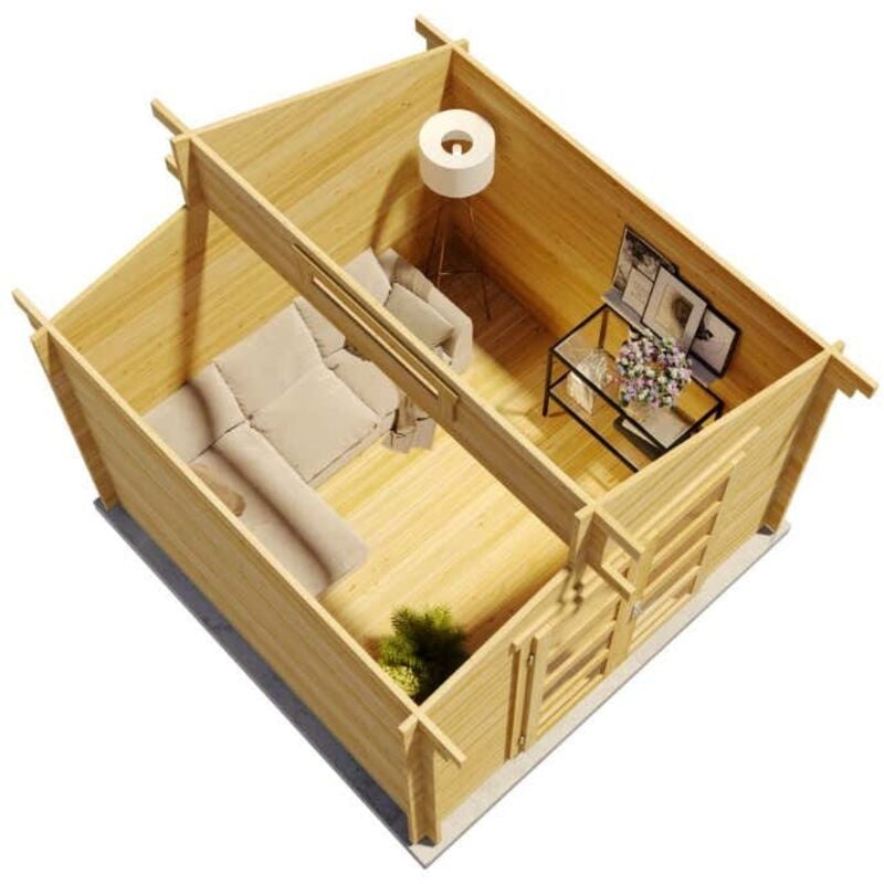 Alpholz Gartenhaus Aktiva Gartenhaus aus Holz in Pinie, Holzhaus mit 28 mm Wandstärke, Blockbohlenhaus mit Montagematerial