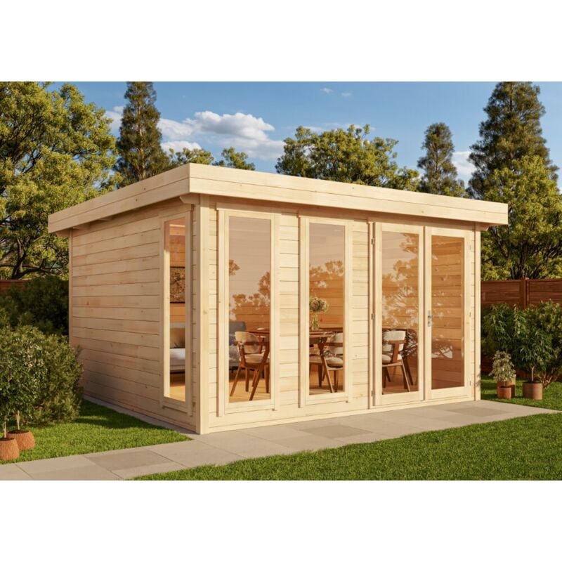 Alpholz Gartenhaus Aldo-28 b Gartenhaus aus Holz, Holzhaus mit 28 mm Wandstärke Blockbohlenhaus