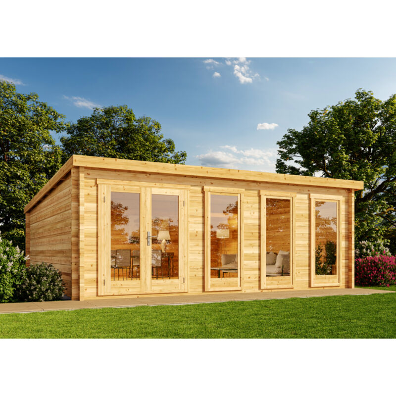 Alpholz Gartenhaus Atrium-D Gartenhaus aus Holz, Holzhaus mit 40 mm Wandstärke, Blockbohlenhaus mit Montagematerial