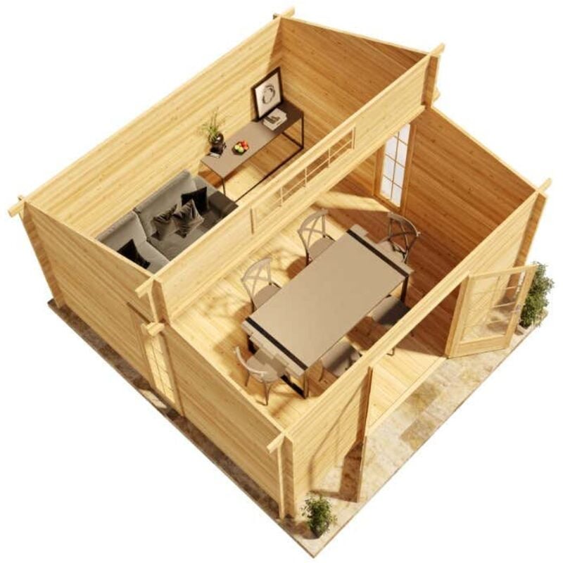 Alpholz Gartenhaus Lausitz iso Gartenhaus aus Holz , Holzhaus mit 40 mm Wandstärke, Blockbohlenhaus mit Montagematerial