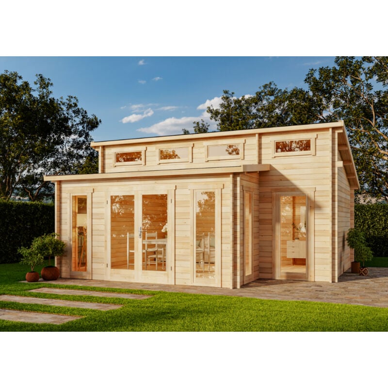 Gartenhaus Lausitz Prima Gartenhaus aus Holz, Holzhaus mit 40 mm Wandstärke, Blockbohlenhaus mit Montagematerial - Alpholz