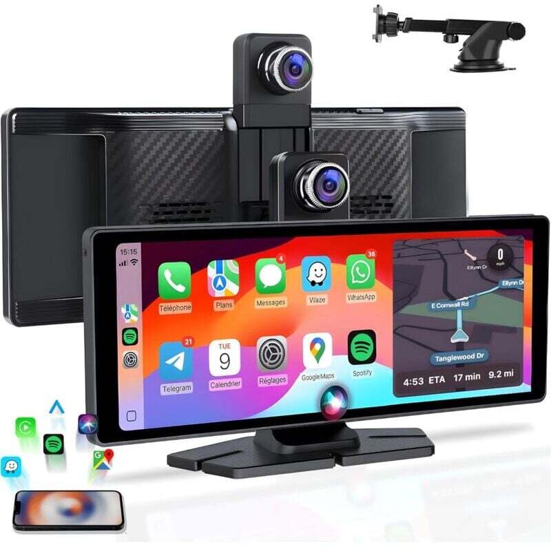 CarPlay Wireless Car 10,26' CarByNevo D3 Pro – Bluetooth-Autoradio mit Apple CarPlay & Android Auto – 4K-Auto-Dashcam mit GPS und Rückfahrkamera –