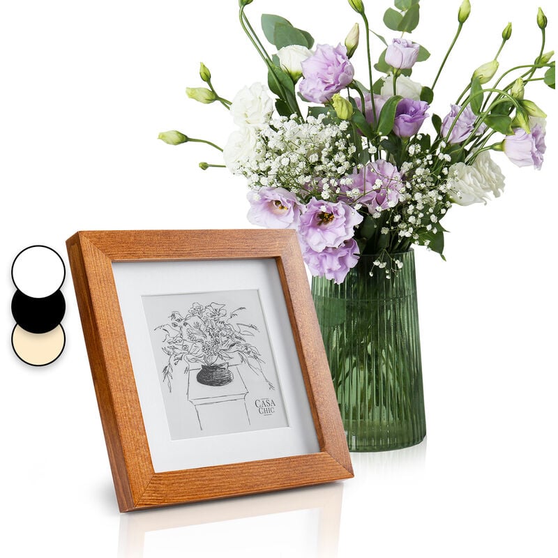 Casa Chic - Bilderrahmen mit Passepartout, 18x18cm Bilderrahmen für Urkunde & Collage, Glas Bilderrahmen, Fotorahmen Stehend/Wandmontage, Rahmen