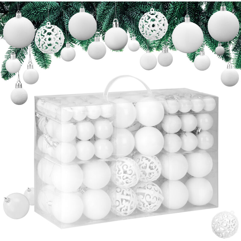 CASARIA® Weihnachtskugeln 100er Set Christbaumkugeln Weihnachtsbaumkugeln Weihnachtsbaumschmuck Christbaumkugeln Weihnachtsdeko weiß