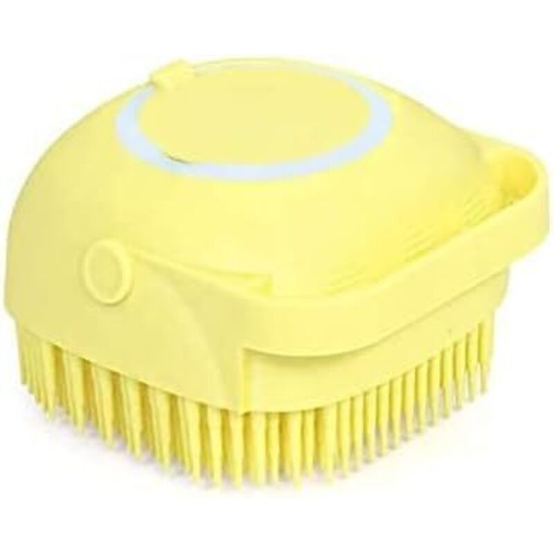 ZVD - Cat Brush, Dog Brush, Cat Brush, 2-in-1 Soft Shower Brush, Body Wash with Body Soap Dispenser, for Long-Haired and Short-Haired Cats, Yellow