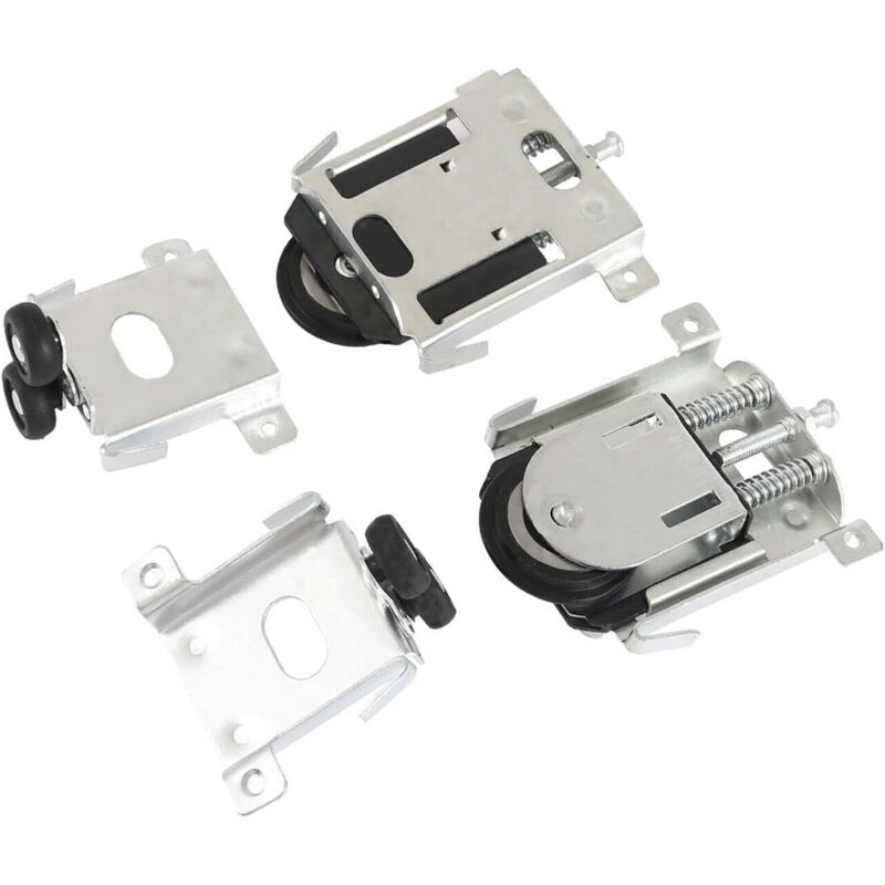 CCYKXA 2-teilige Schiebetürrollen für Kleiderschränke, Rollen, Schrankschienen, Führungen mit Stoßdämpfer, Nylon, Silber