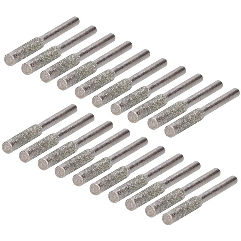 CCYKXA 20 Stück 4,8 mm Diamant-Kettensägenschärfer, Diamant-Kettensägenschärfer-Schärfstein für Kettensägen, Steinfeile für Kettensägen (Silber)