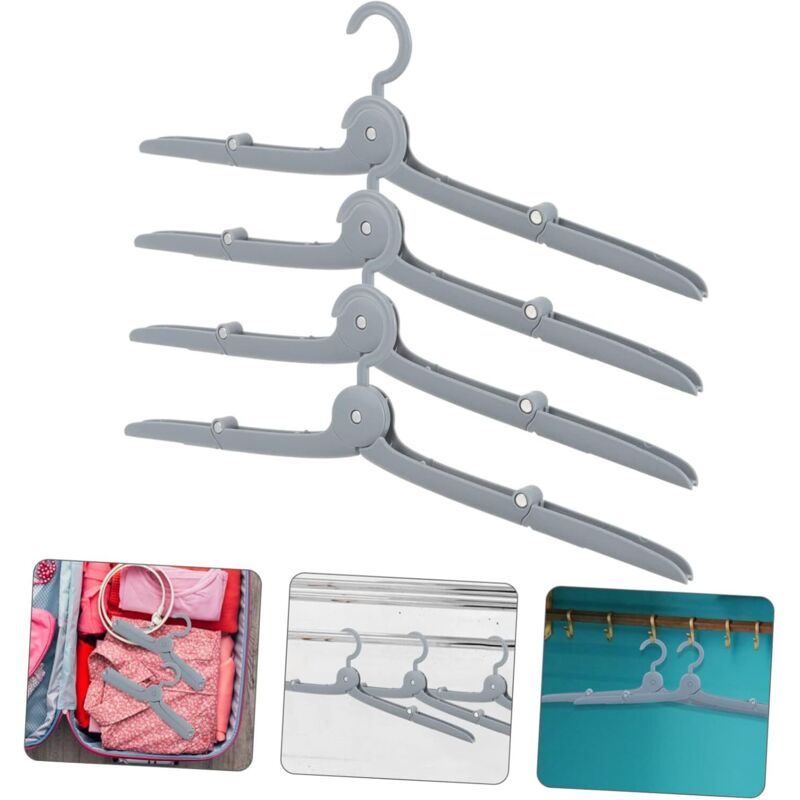 CCYKXA 4 Stück Reise-Klappbügel, rutschfeste Kleiderbügel aus Metall, Koffer-Organizer, praktische multifunktionale Kleiderbügel für Hemden und Hosen