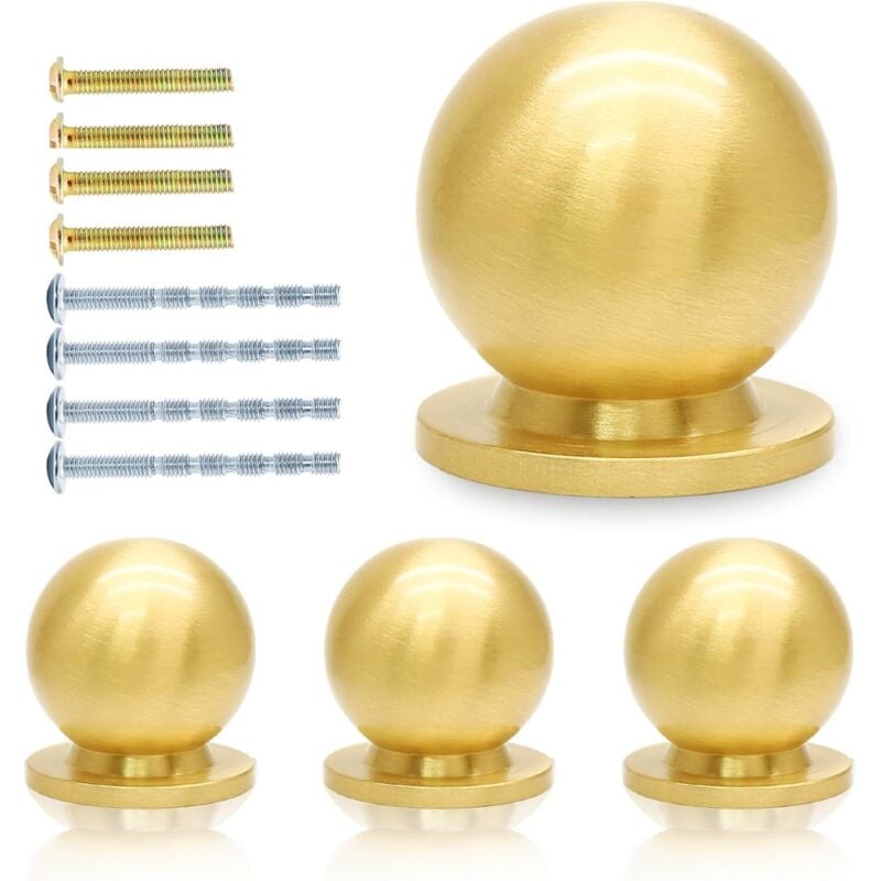 4 Stück runde Mini-Knäufe aus massivem Messing, Messinggriffe mit 5/8 Zoll Durchmesser, Mini-Gold-Schubladengriffe, Mini-Knäufe für Schmuckschatulle,