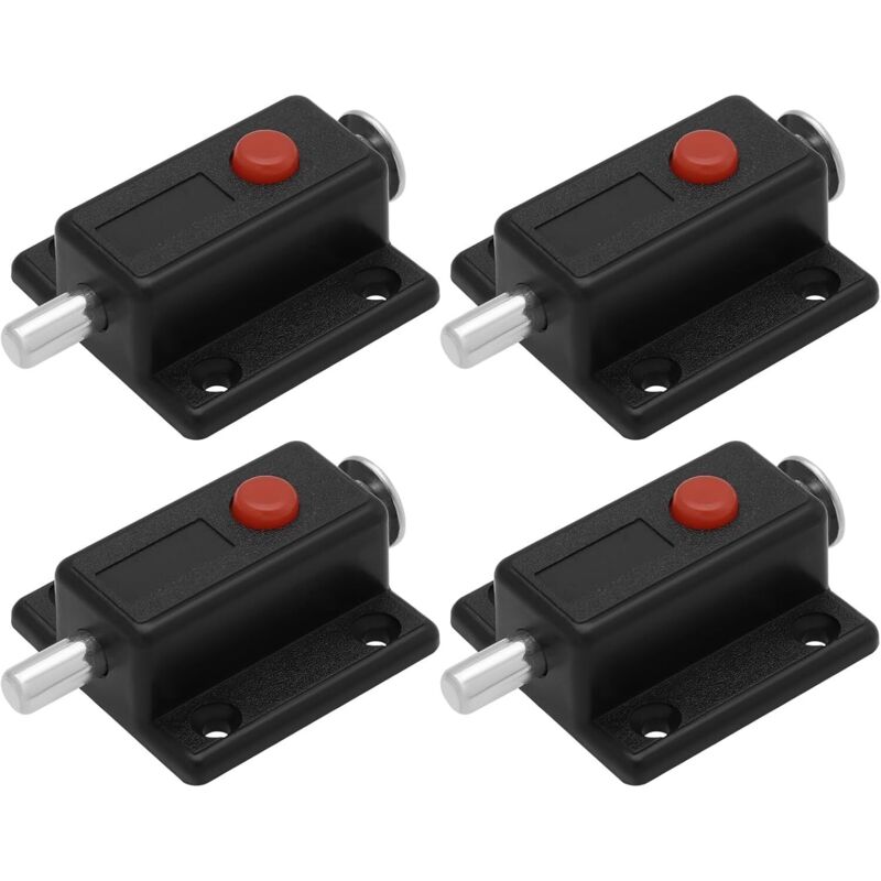 CCYKXA 4 Stück schwarze, automatische Türriegel aus Kunststoff mit Federmechanismus für Schranktüren, Kleiderschranktüren, Kinderbetten und Fenster