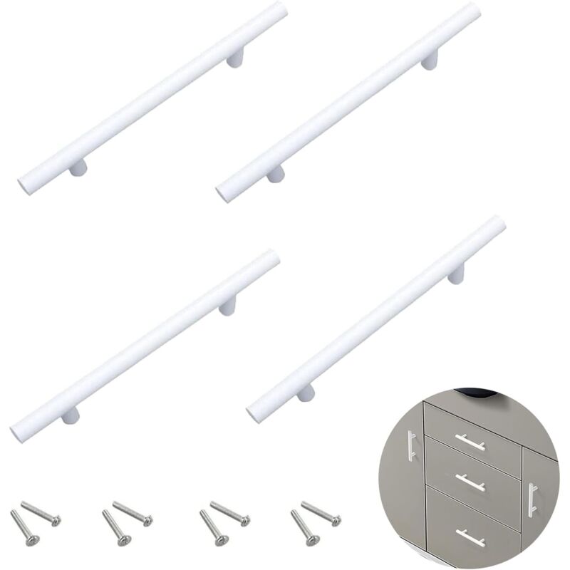 4 Stück weiße Küchengriffe 128 mm, Möbelgriff, T-Griffe, Schrankschublade, für Küchenmöbel, Schubladen, Küche, Heimdekoration, weißer Türgriff