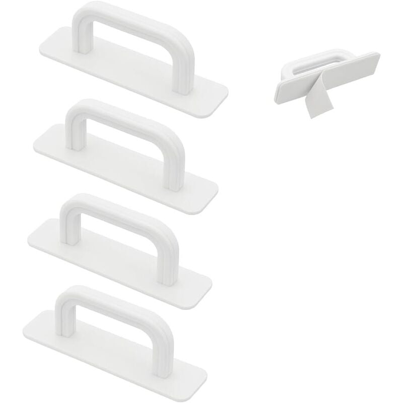CCYKXA 4-teiliges Türgriffset, 10 x 2,5 cm, weiß, selbstklebend, für Balkon- und Terrassentüren, Küchenschränke und Kleiderschränke