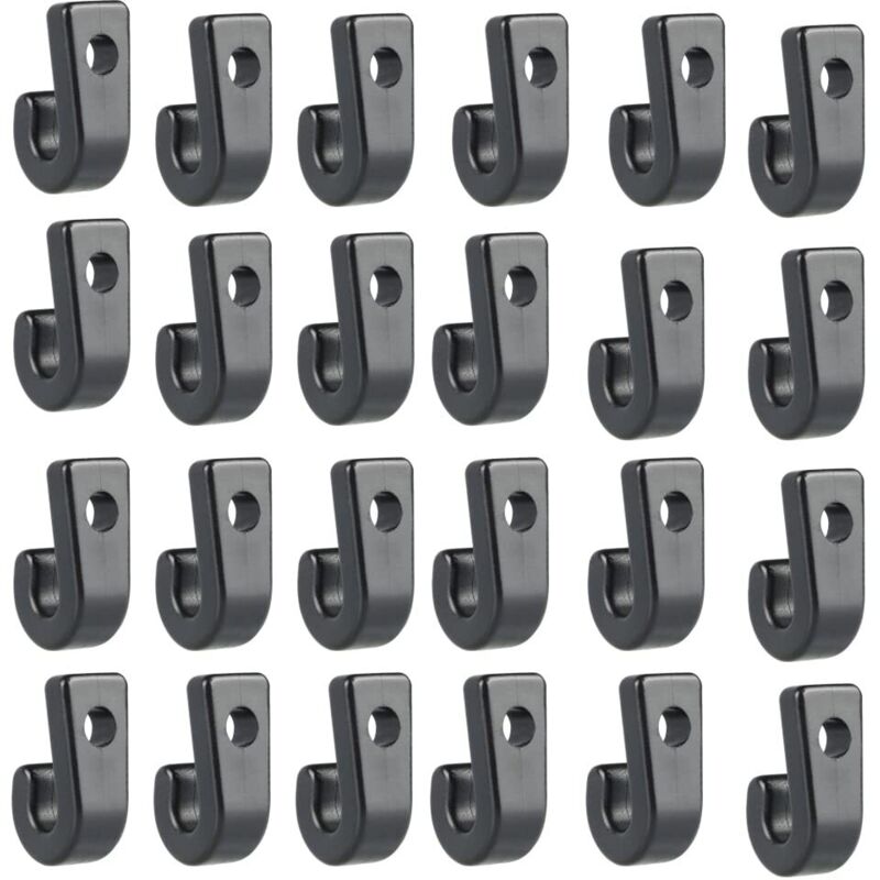 CCYKXA 50 Stück Kajak-J-Haken aus schwarzem Nylon, langlebige Kajak-Zurrhaken aus Kunststoff, J-förmige Haken für Kajak-Bungee-Seil, Kanus, Boote,