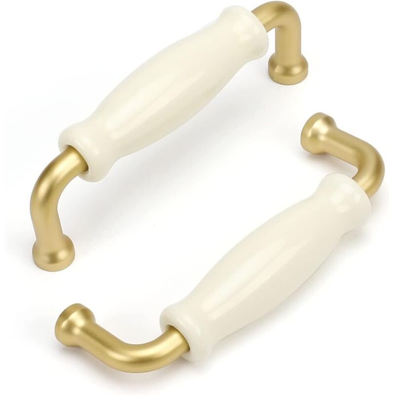 5er-Set Vintage-Möbelgriff, Kommodengriff, Küchenmöbelgriff, Vintage-Griff, weißer Griff, Schrankgriff, Porzellangriff, Mittenabstand 96 mm - Ccykxa