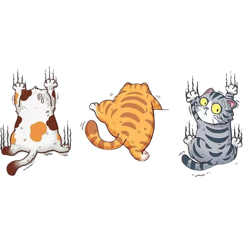 CCYKXA Autoaufkleber – 3er-Set lustige Vinyl-Autoaufkleber – Katzenmotiv – Niedlicher Katzen-Autoaufkleber – Humorvoll – Aufkleber zur Dekoration von