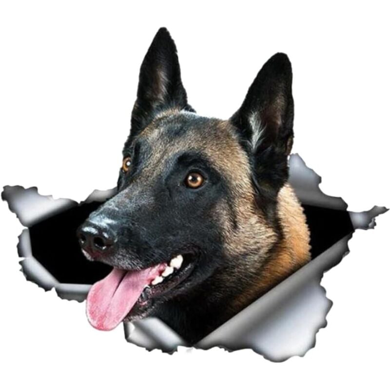 Autoaufkleber, belgischer Malinois, Autoaufkleber, reflektierende Aufkleber, 25 cm, 3D-zerrissener Metallaufkleber, wasserdicht, Aufkleber für