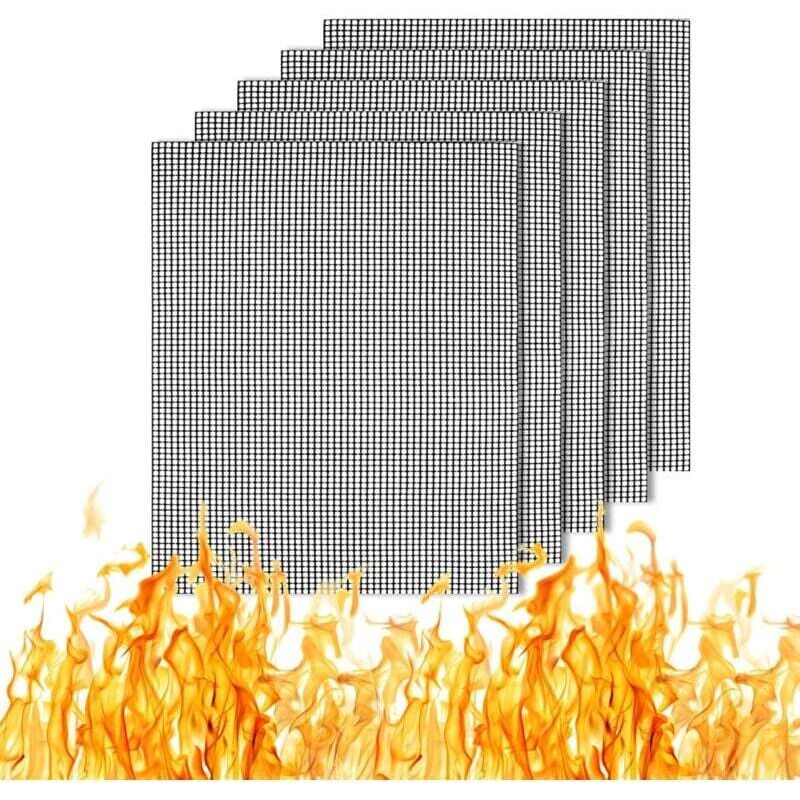 Ccykxa Grill-Netzmatte, 5 Stück, Antihaft-Grillmatte, wiederverwendbare BBQ-Grillmatten, langlebige Barbecue-Netz-Kochmatte für Holzkohle, Gas,