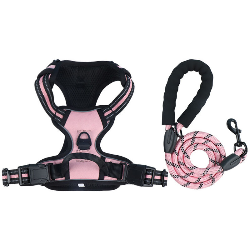 Hundegeschirr, Anti-Pull-Hundegeschirr, reflektierendes Anti-Pull-Hundegeschirr, mit Hundeleine, für Outdoor-Training (Babyrosa, m) - Ccykxa