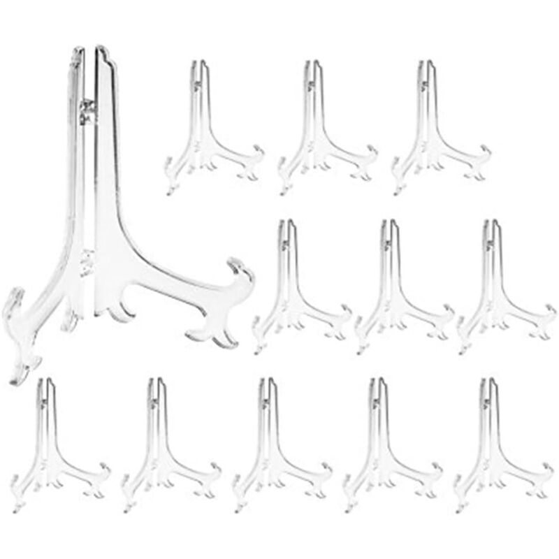 CCYKXA Mini-Aufsteller aus Kunststoff – 12er-Pack kleine Staffeleien für Karten, Fotos und Kekse – Höhe 7,5 cm (3 Zoll) – Transparent