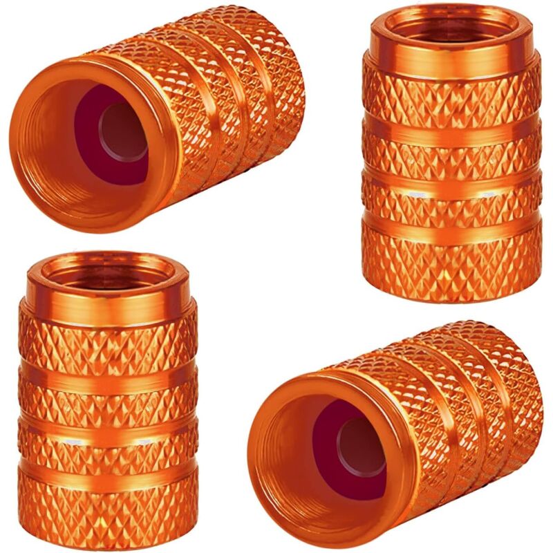 CCYKXA (orange) Set mit 4 Aluminium-Ventilkappen für Autoreifen, universelle Ventilkappen mit Dichtung für Motorrad, LKW, Fahrrad, Elektroroller,