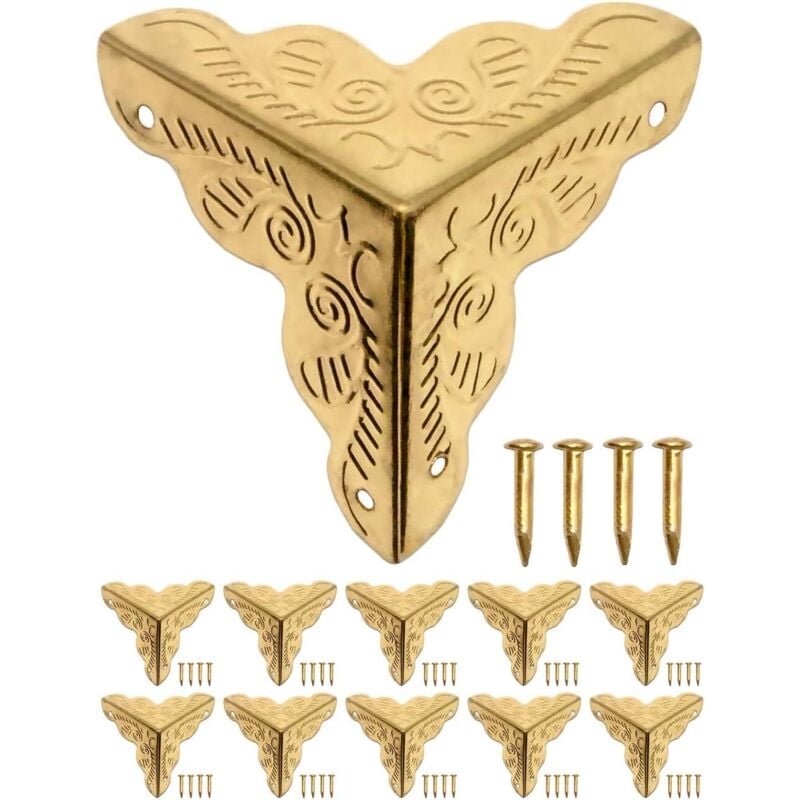 Ccykxa - Set mit 8 antiken Möbelecken, Eckenschutz, Eckenschutz, Kantenschutz, Beschläge für Koffer, Möbel, Regale, Tische, Gold-Messing-Optik