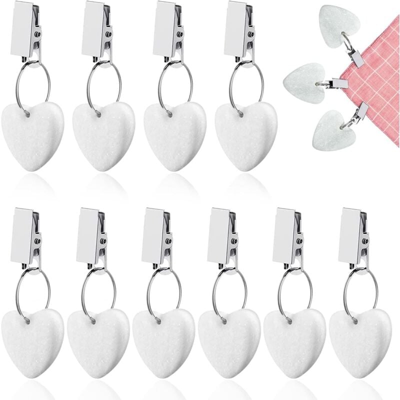 Tischdeckenbeschwerer, 10 Stück, Tischdeckenklammer, dicke Marmor-Tischdecke für Outdoor-Tischdecke für Familienfeier/Camping/Hochzeit/Garten (weiß)
